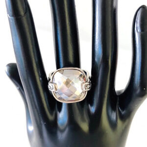Brighton silver and crystal ring. Size 7 -7.5 Silver Plating white-Gray Crystal